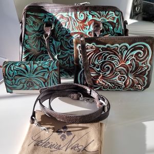 Patricia Nash Turquoise Tooled Purse Bundle Set